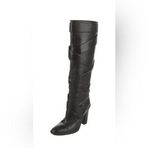Saint Laurent Black Over the Knee Boots with Chunky Heel